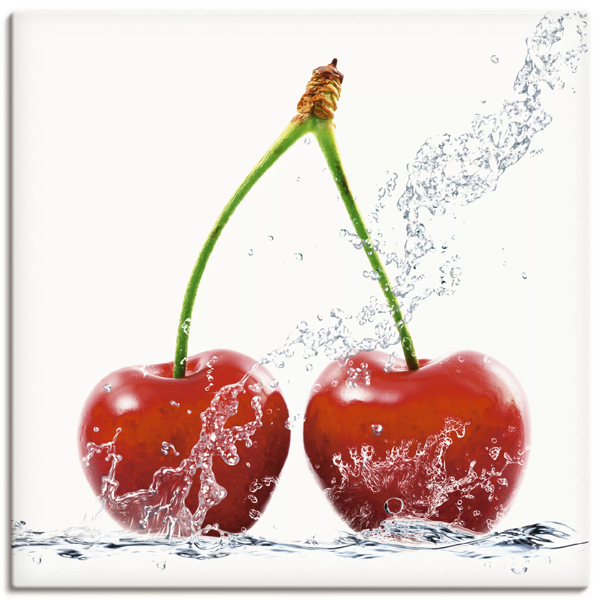 Artland Wandbild »Kirschen mit Spritzwasser«, Lebensmittel, (1 St.), als Le günstig online kaufen