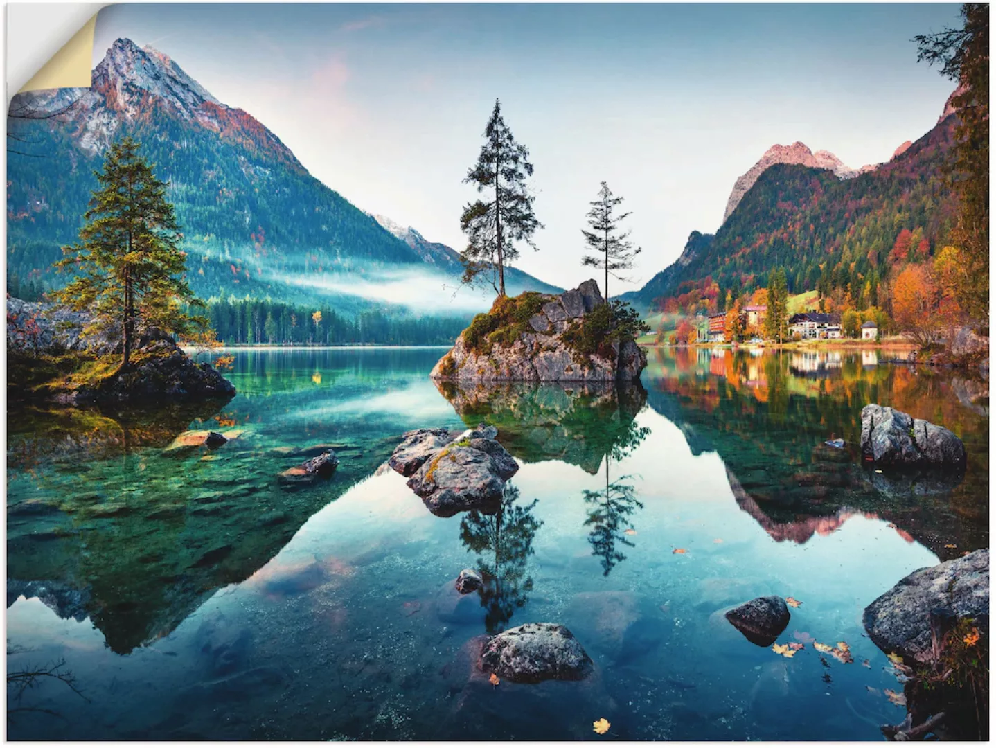 Artland Wandbild "Herbstszene des Hintersee vor Alpen", Seebilder, (1 St.), günstig online kaufen