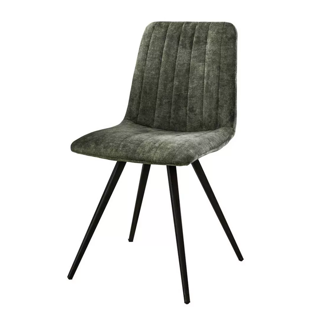 Esstisch Stühle in Dunkelgrün Vintage Bezug Samt (4er Set) günstig online kaufen