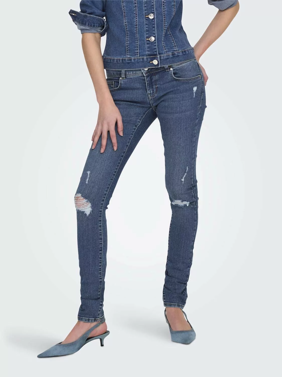 ONLY Skinny-fit-Jeans "ONLANEMONE MID SK VIS BUT DES DNM PIM" günstig online kaufen
