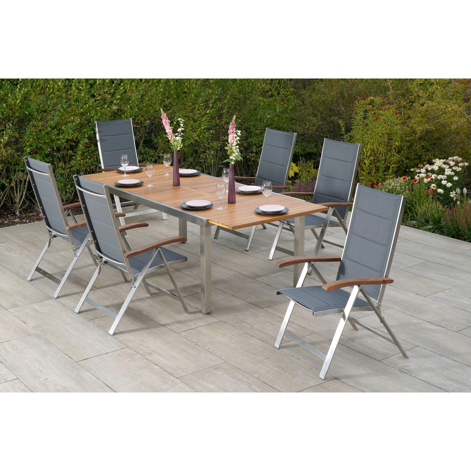 Merxx Ferrara Set 7-tlg. Gartentisch Ausziehbar 180/240 x 100 cm günstig online kaufen