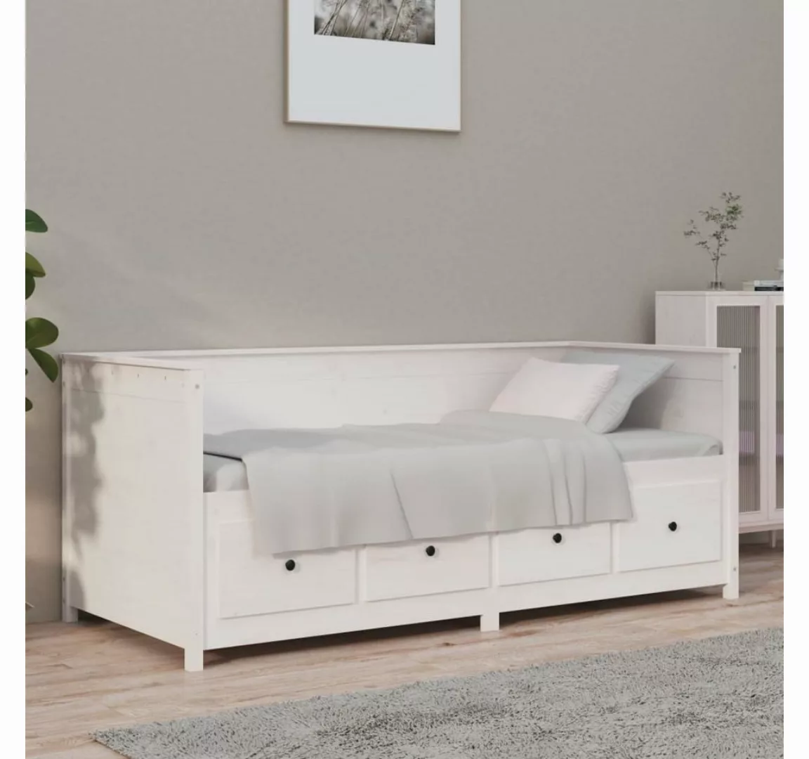 vidaXL Gästebett Gästebett Tagesbett Weiß 90x190 cm Massivholz Kiefer Bett günstig online kaufen