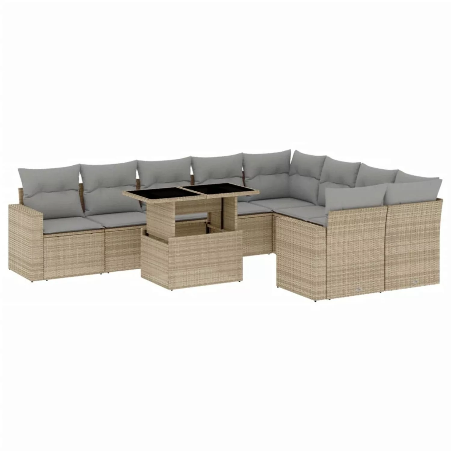 vidaXL 10-tlg Garten-Sofagarnitur mit Kissen Beige Poly Rattan Modell 236 günstig online kaufen