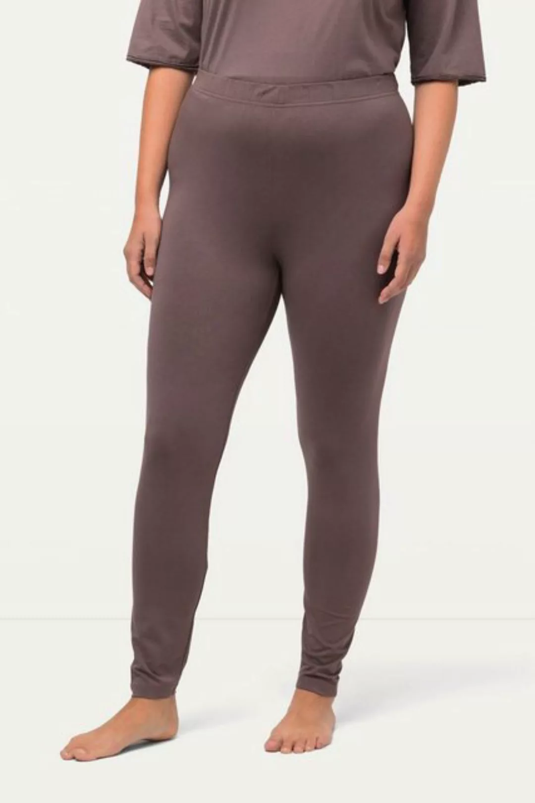 Ulla Popken Lederimitathose Loungewear-Leggings schmales Bein Elastikbund günstig online kaufen