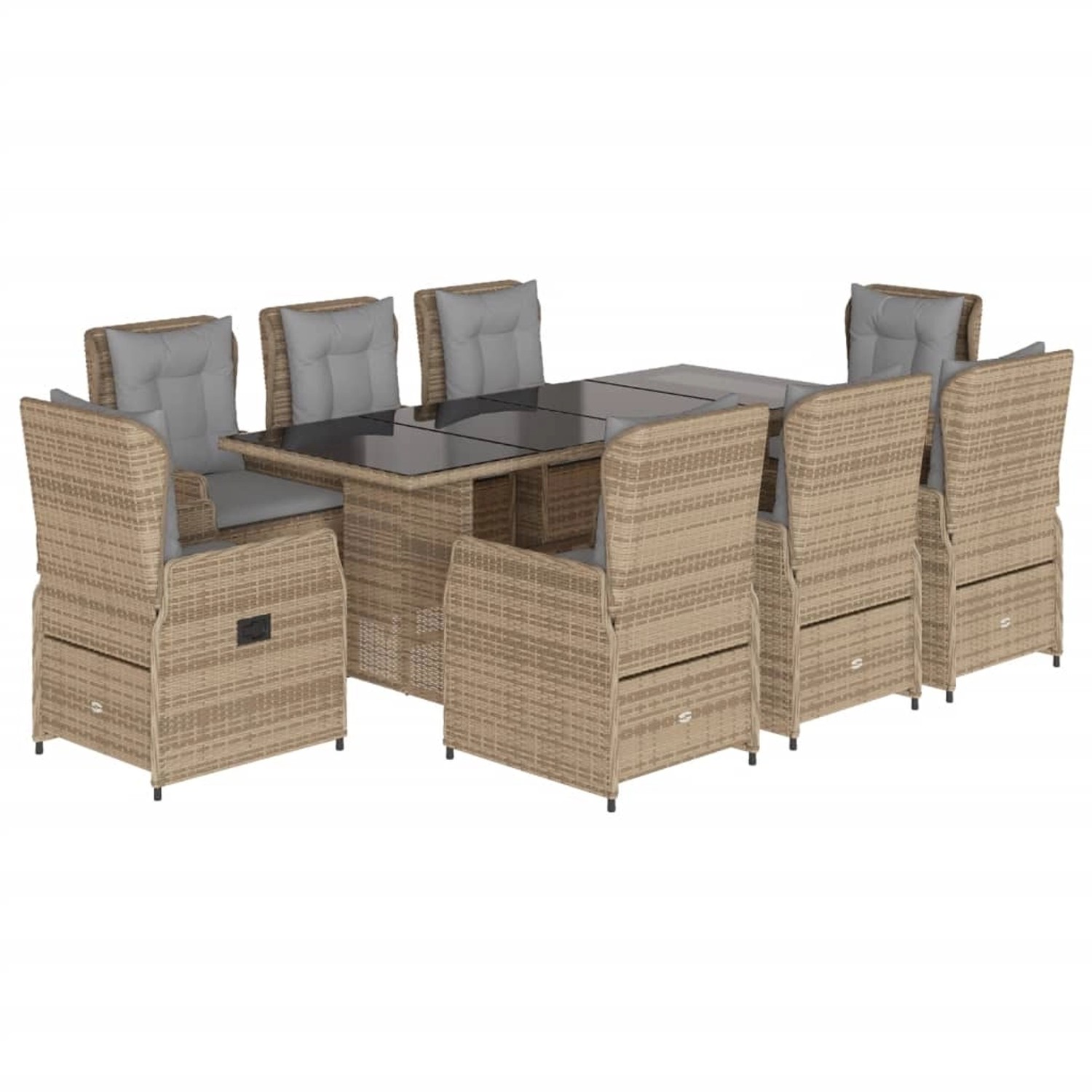 vidaXL 9-tlg Garten-Essgruppe mit Kissen Beige Poly Rattan Modell 47 günstig online kaufen