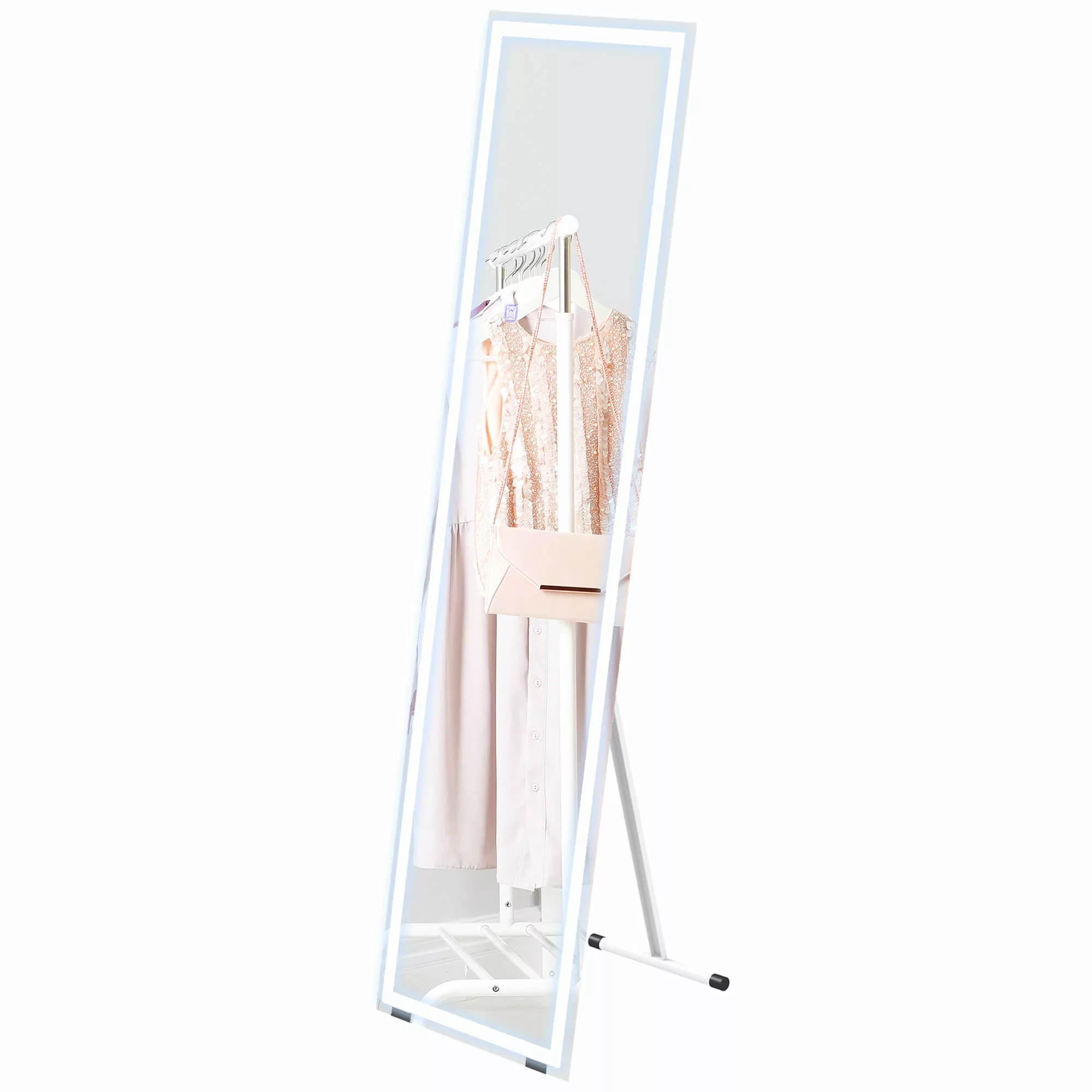 HOMCOM Ganzkörperspiegel, 40 x 150 cm Standspiegel, Wandspiegel mit LED-Leu günstig online kaufen