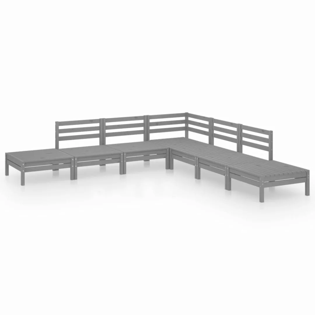 7-tlg. Garten-lounge-set Kiefer Massivholz Grau günstig online kaufen