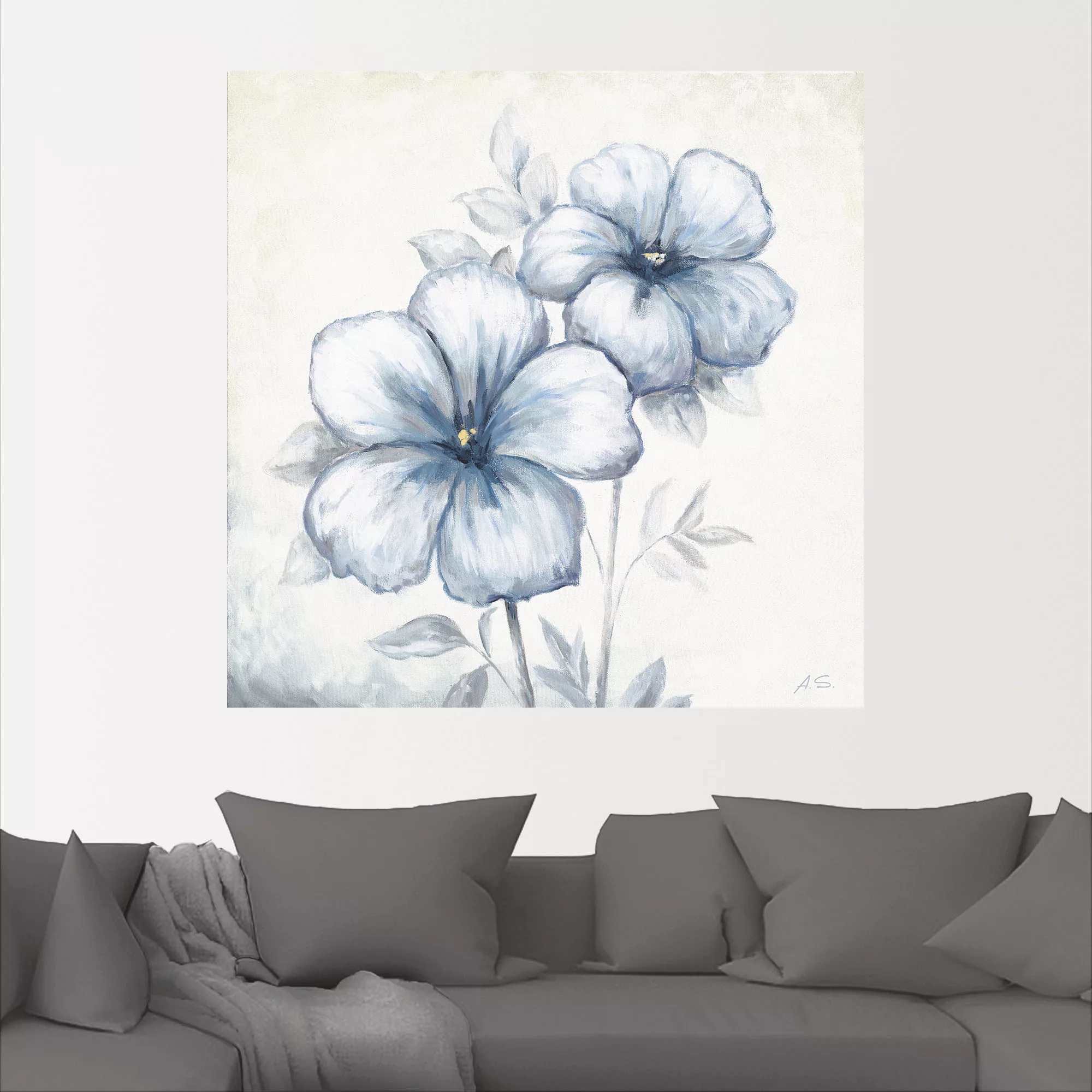 Artland Wandbild "Blauer Mohn", Blumen, (1 St.), als Leinwandbild, Poster, günstig online kaufen