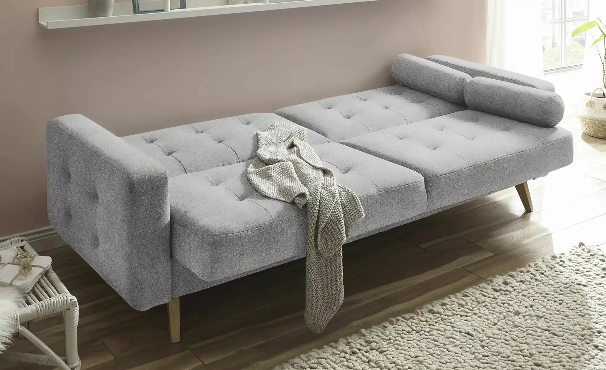 Schlafsofa mit Bettkasten Fjord ¦ grau ¦ Maße (cm): B: 226 H: 88 T: 90.0 Po günstig online kaufen