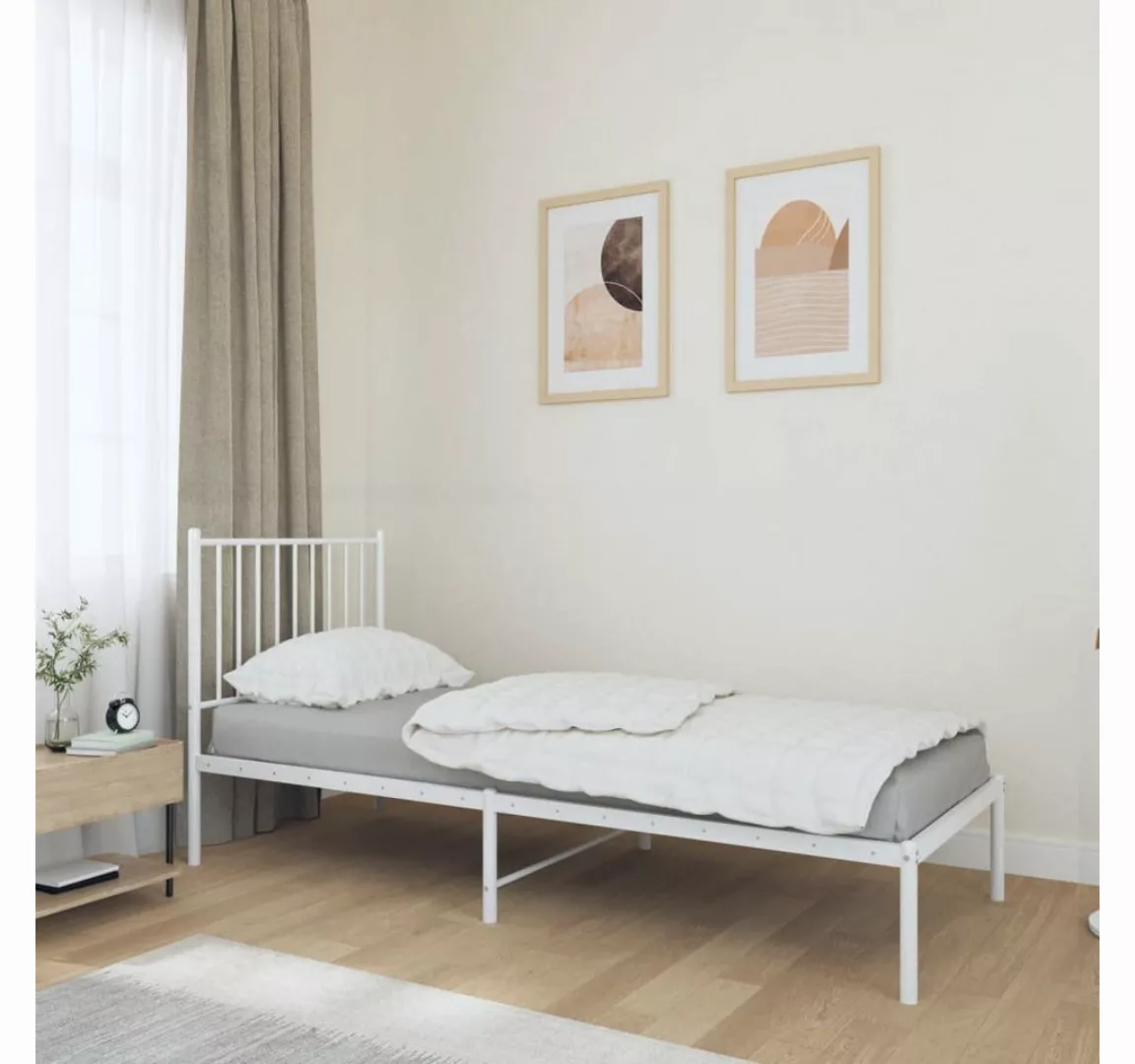 furnicato Bett Bettgestell mit Kopfteil Metall Weiß 75x190 cm günstig online kaufen