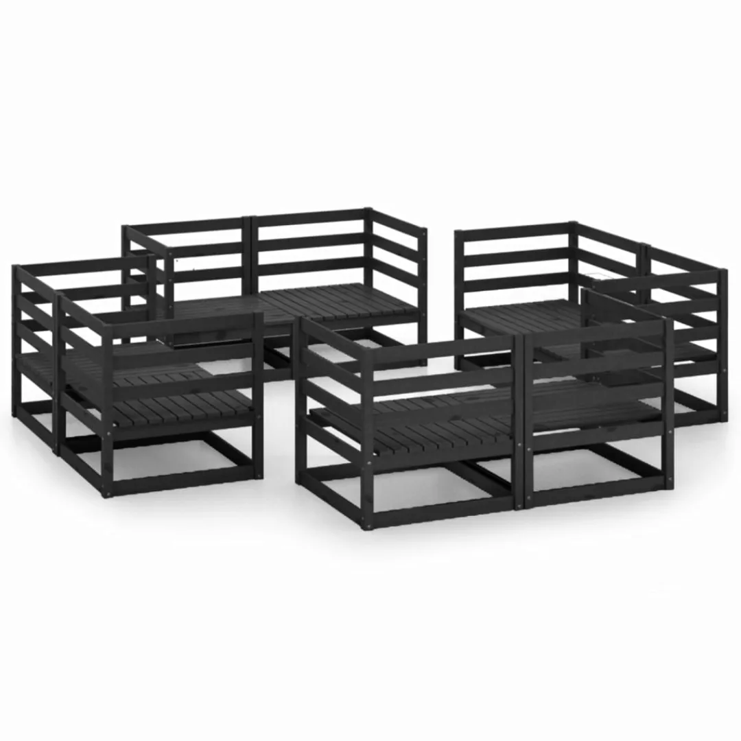 8-tlg. Garten-lounge-set Schwarz Massivholz Kiefer günstig online kaufen