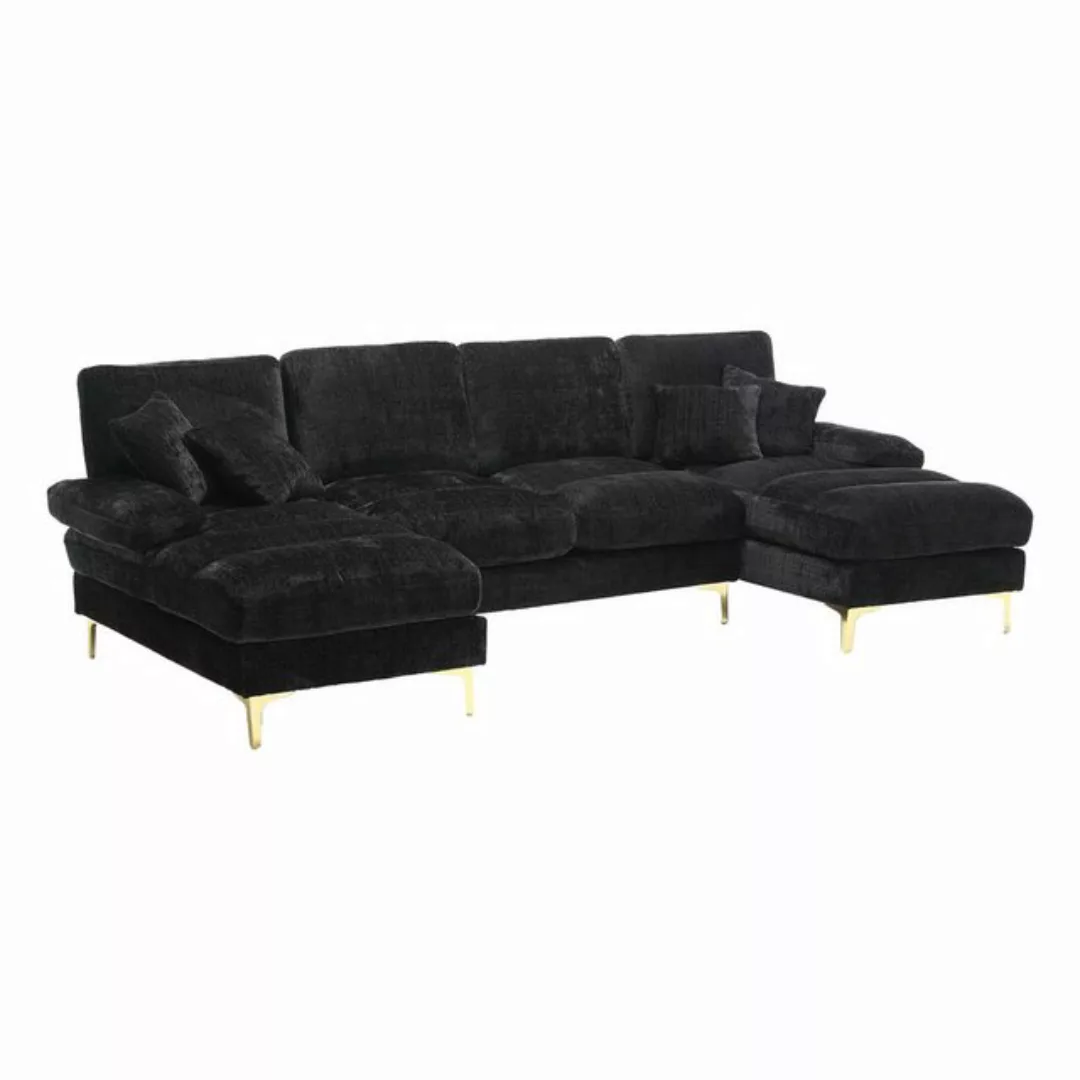 MODFU Sofa Modernes großes Chenille-Stoff-U-Form-Sofa., Doppel-Chaiselongue günstig online kaufen