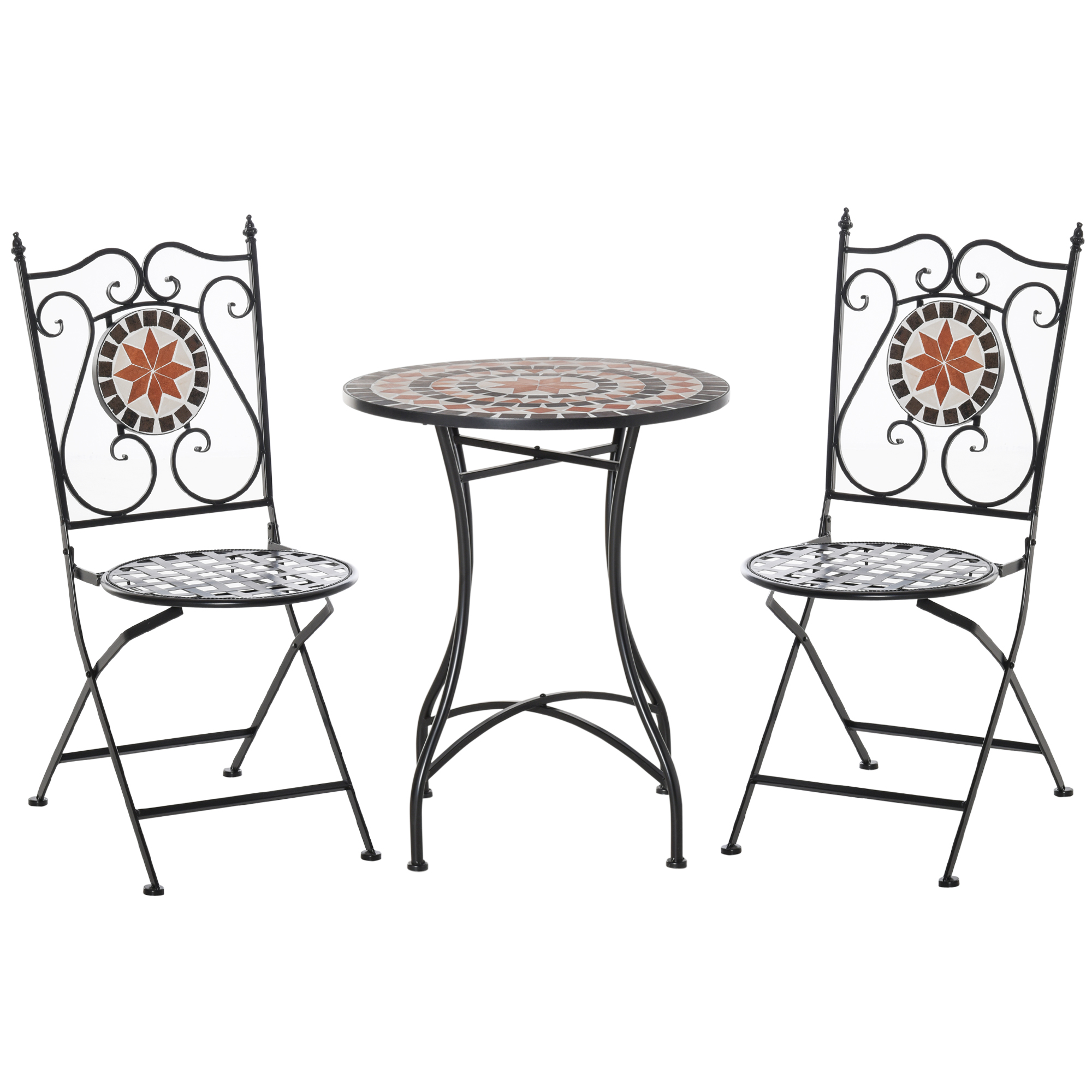 Outsunny Gartenset Balkonmöbel Set für 2 Personen Mosaiktisch 2 faltbare St günstig online kaufen