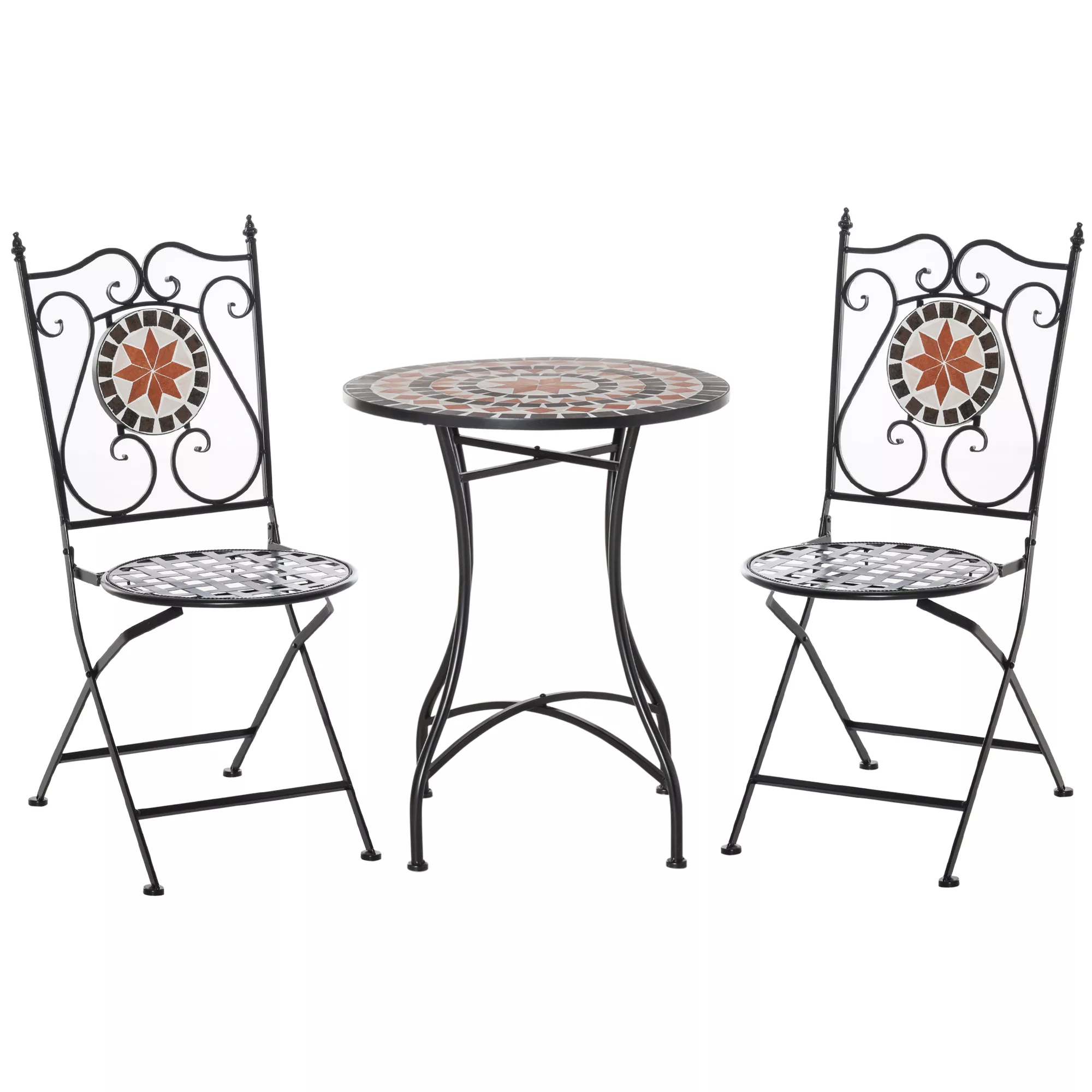 Outsunny Gartenset Balkonmöbel Set für 2 Personen mit Mosaiktisch und 2 fal günstig online kaufen