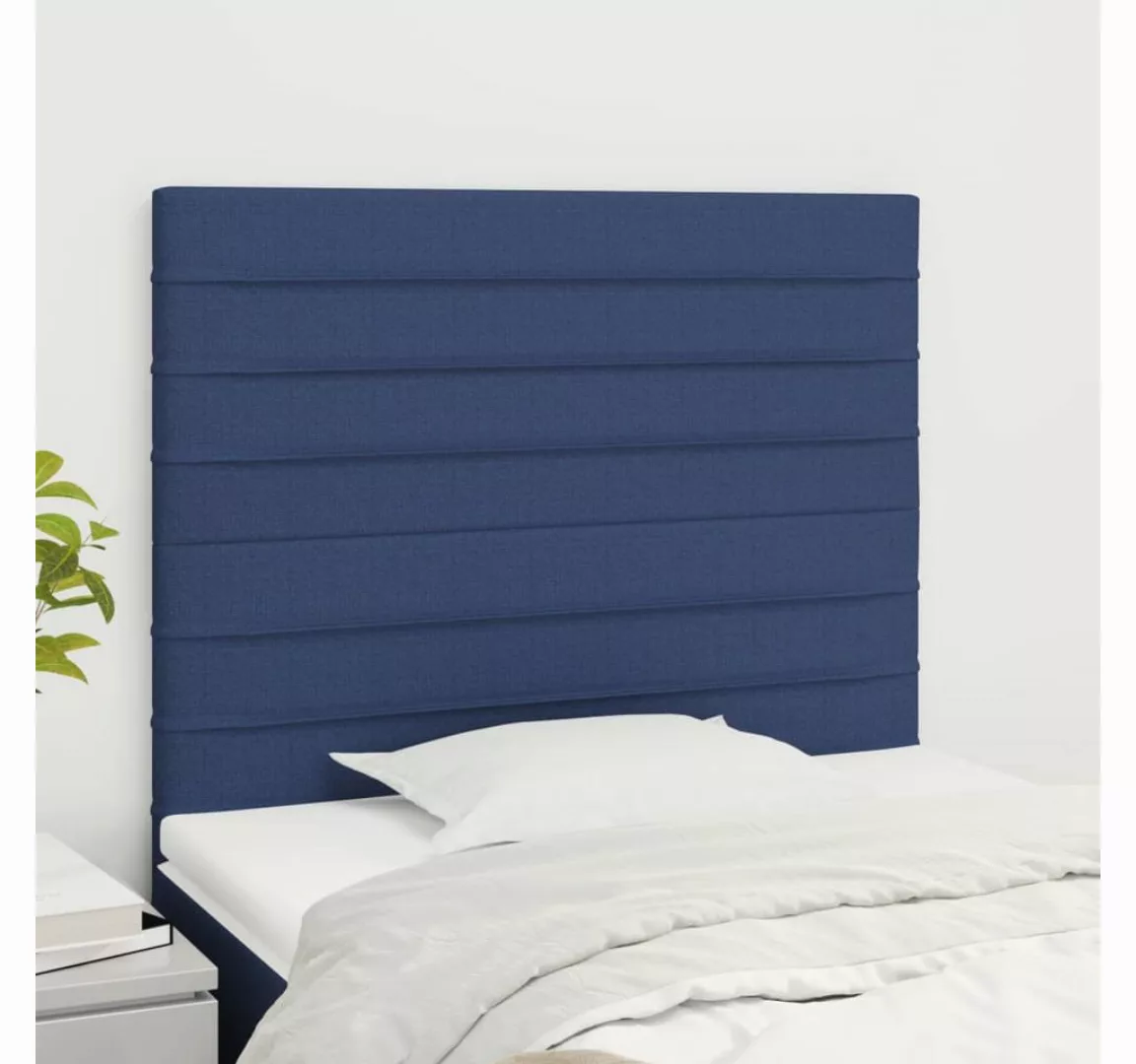 vidaXL Bett, Kopfteile 2 Stk. Blau 100x5x78/88 cm Stoff günstig online kaufen