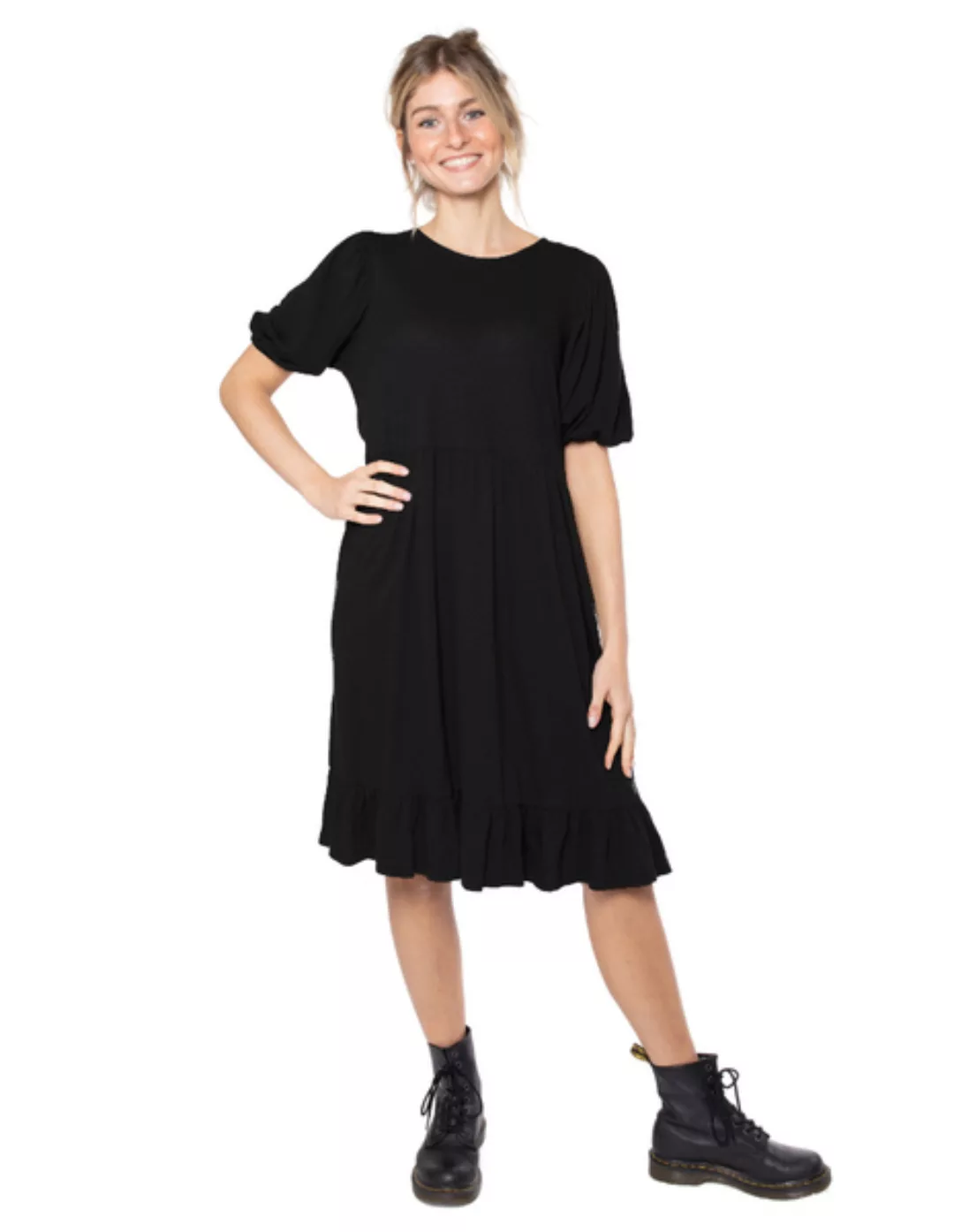 Damen Kleid Aus Bio-baumwolle Und Leinen "Luna" Schwarz günstig online kaufen