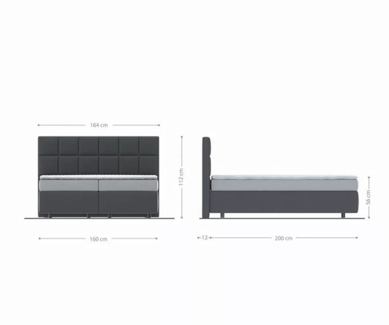 DELIFE Boxspringbett Dream-Fine, Mikrofaser Grau 160x200 cm mit Matratze un günstig online kaufen