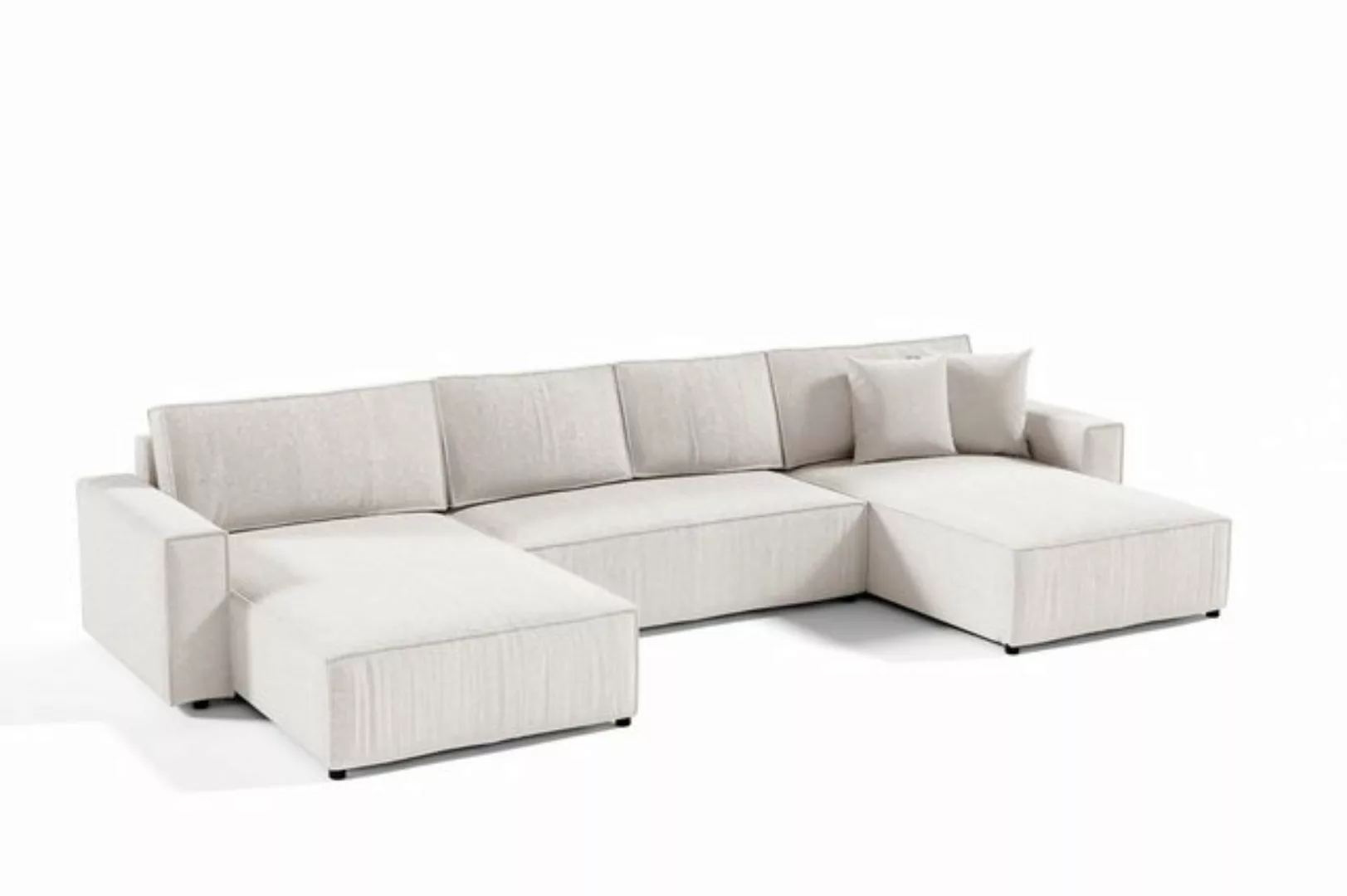 PAMIR24 Ecksofa POSO Ecksofa 344x140cm U-Form Schlafsofa und Bettkasten Cor günstig online kaufen