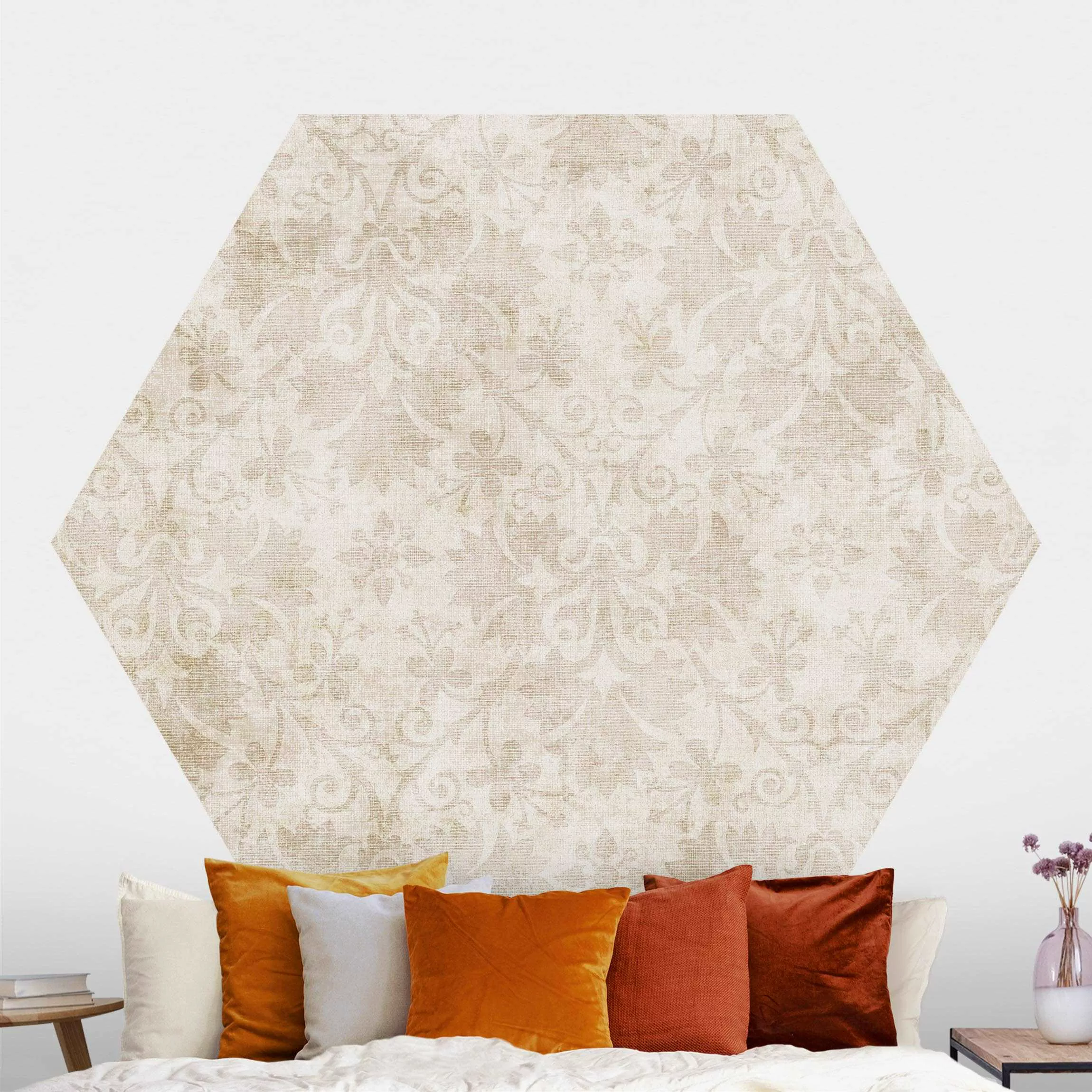 Hexagon Mustertapete selbstklebend Antiker Damast günstig online kaufen