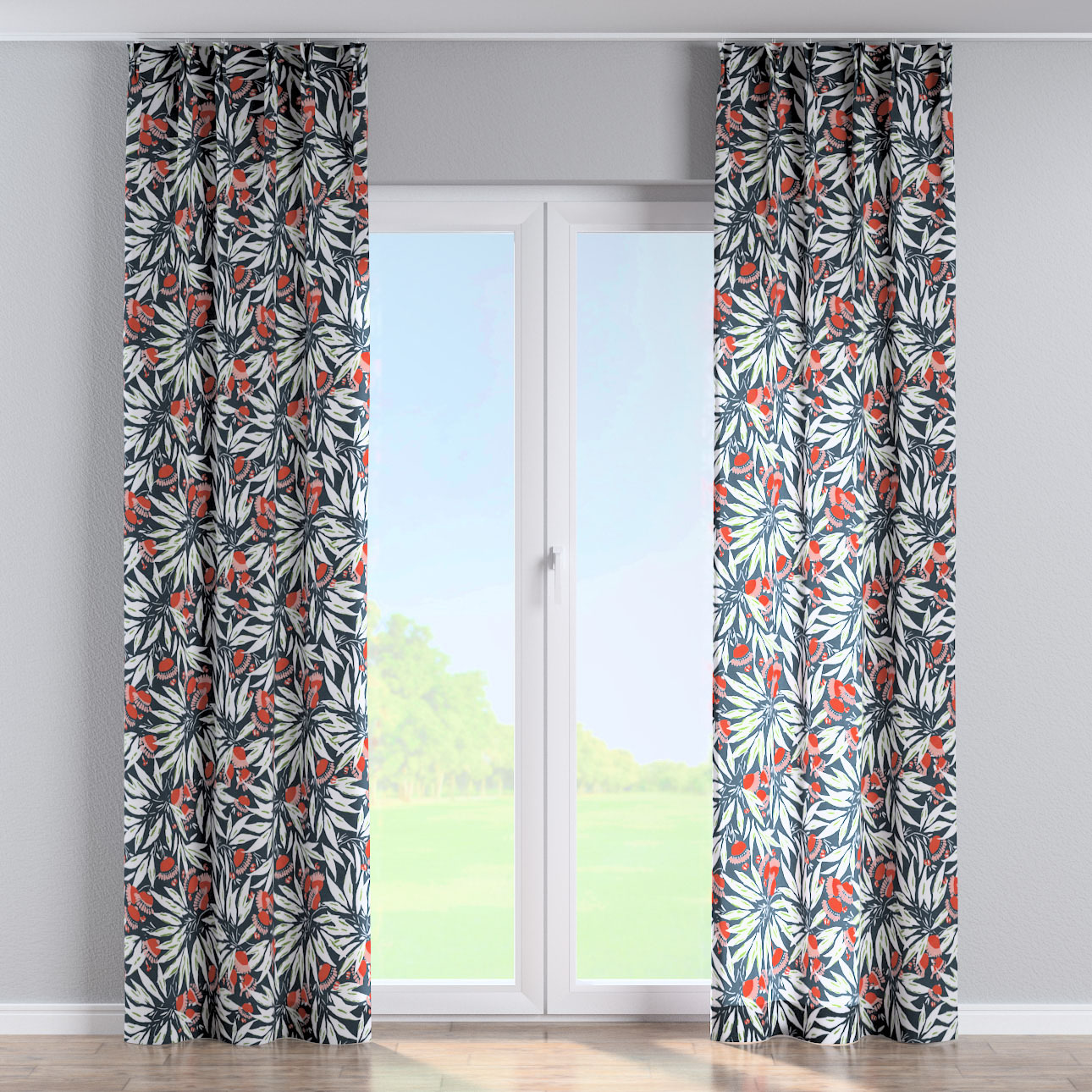 Vorhang mit flämischen 2-er Falten, dunkelblau-rot, Eden (144-20) günstig online kaufen