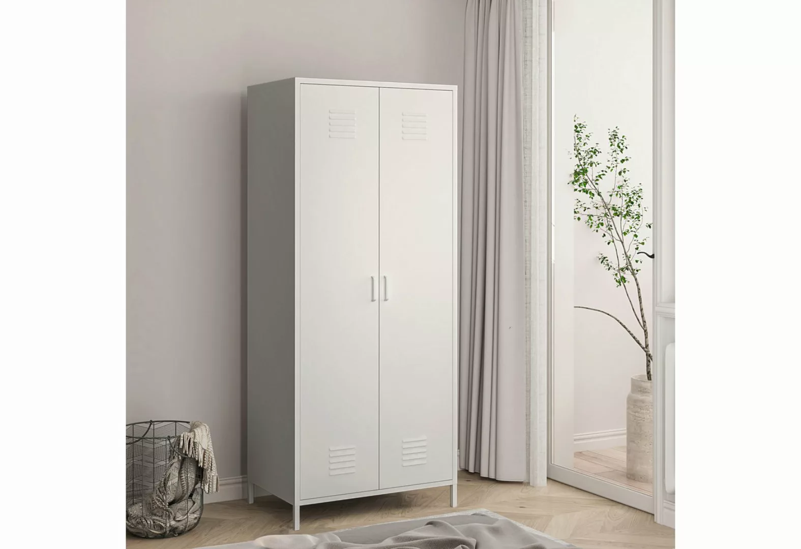 en.casa Kleiderschrank Garderobenschrank »Seinäjoki« 180x76x50 cm Stahl Wei günstig online kaufen