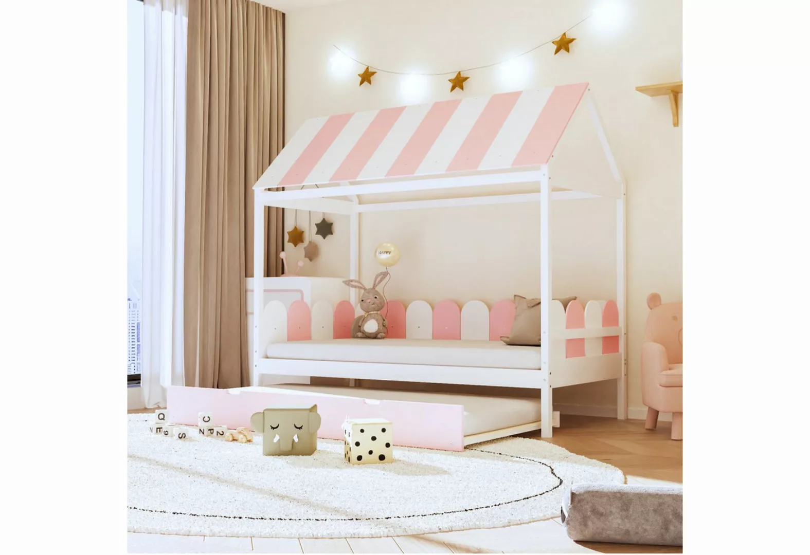 NMonet Hausbett Kinderbett 90x190cm (Für Jungen und Mädchen), Massivholzbet günstig online kaufen