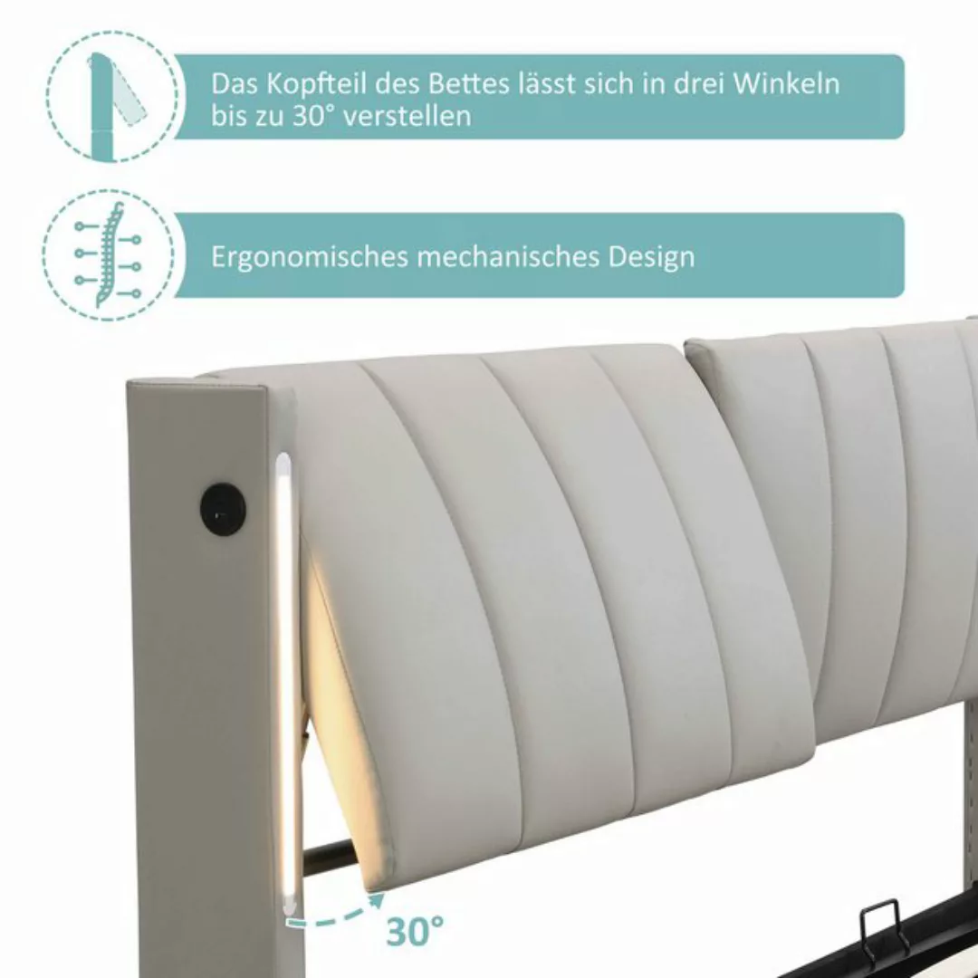 BlingBin Polsterbett Binaurales LED-Polsterbett, hydraulisches Bett (1-tlg. günstig online kaufen