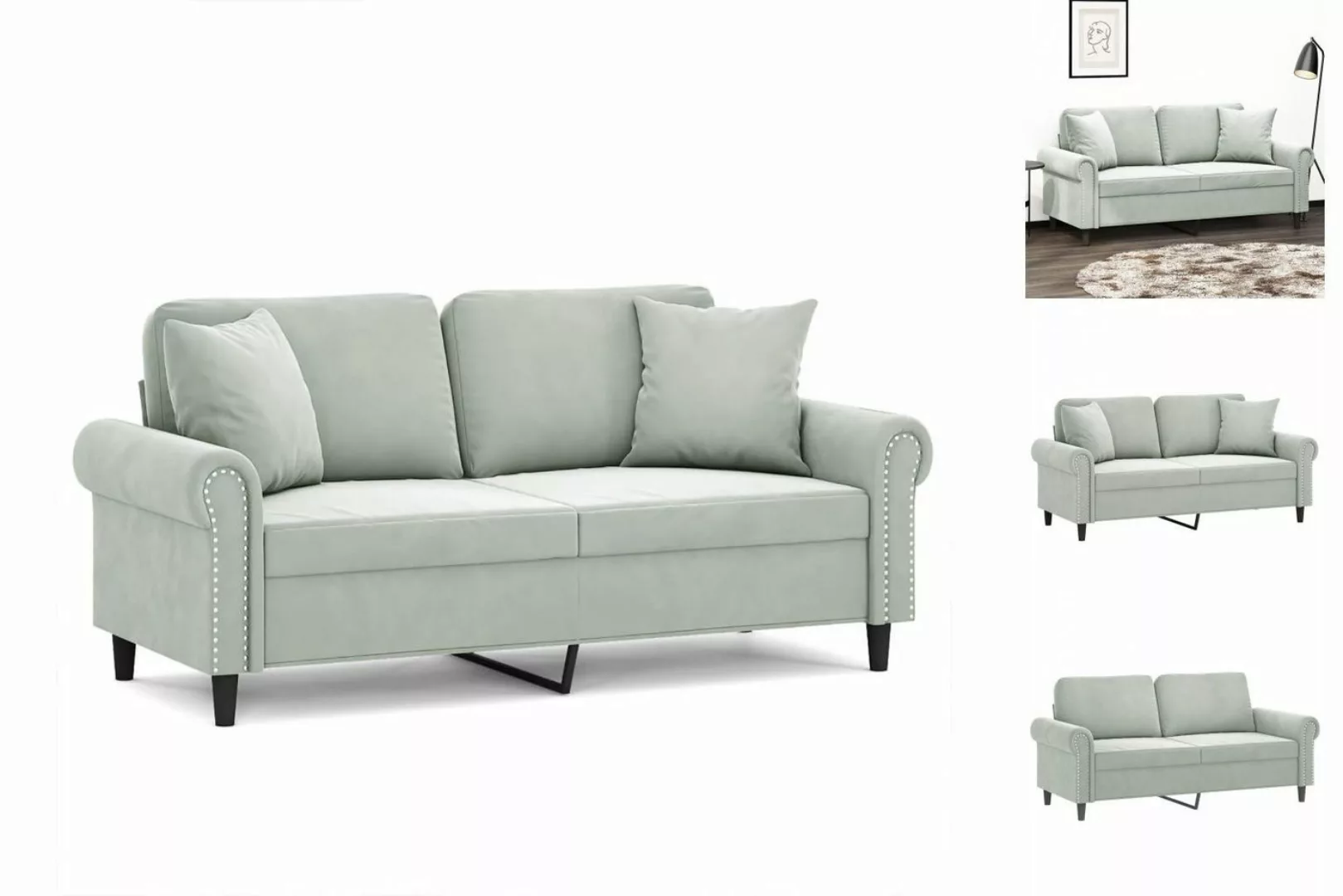 vidaXL Sofa 2-Sitzer-Sofa mit Zierkissen Dunkelgrau 140 cm Samt günstig online kaufen