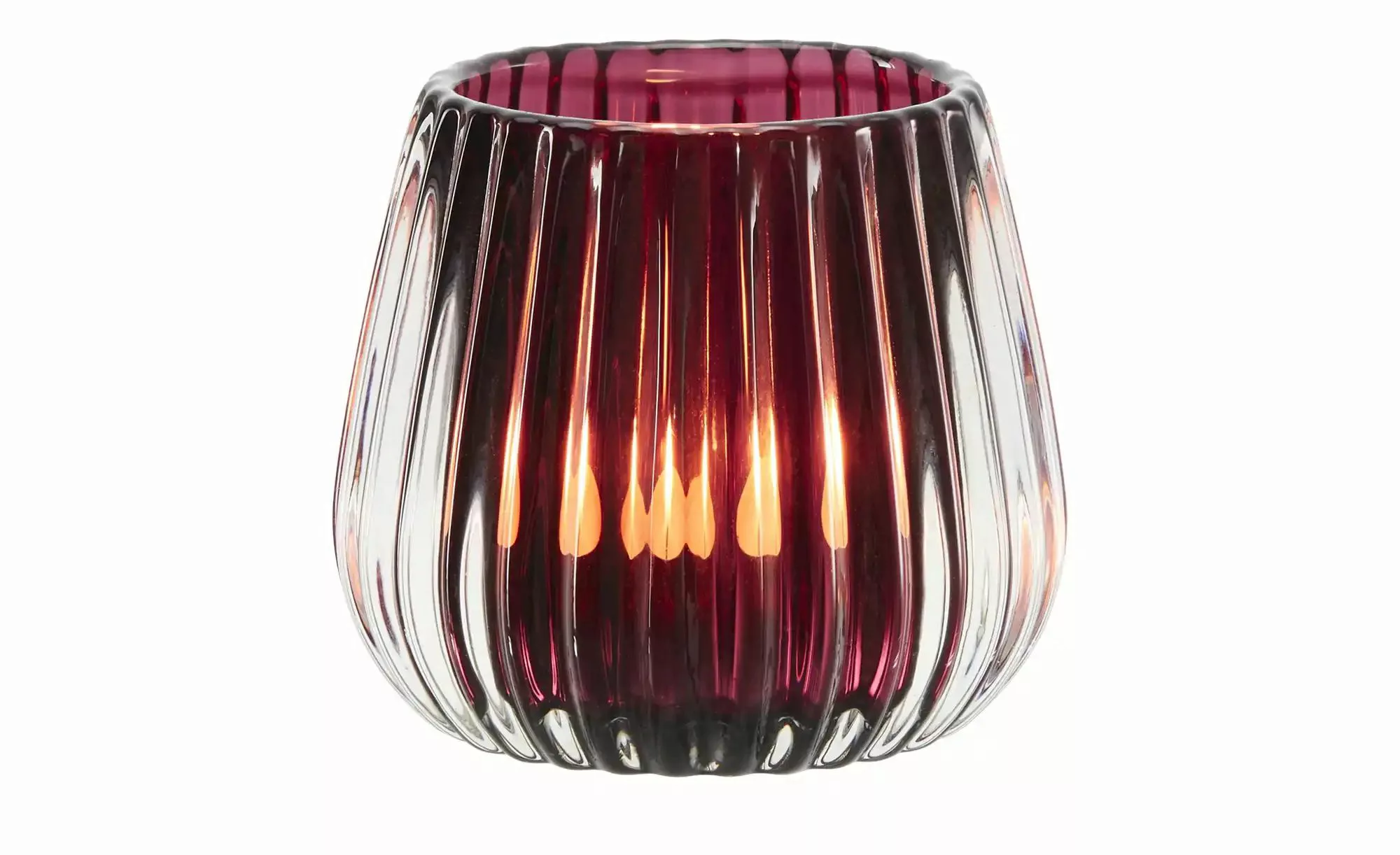 HOME STORY Teelichthalter ¦ rot ¦ Glas  ¦ Maße (cm): H: 7,5  Ø: 8 Accessoir günstig online kaufen