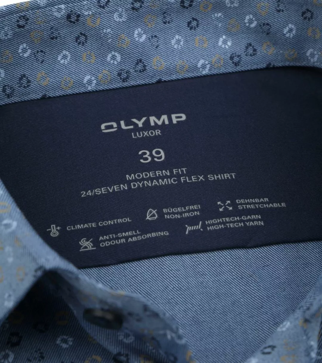 OLYMP Luxor Shortsleeve Hemd Figuren Blau - Größe 42 günstig online kaufen