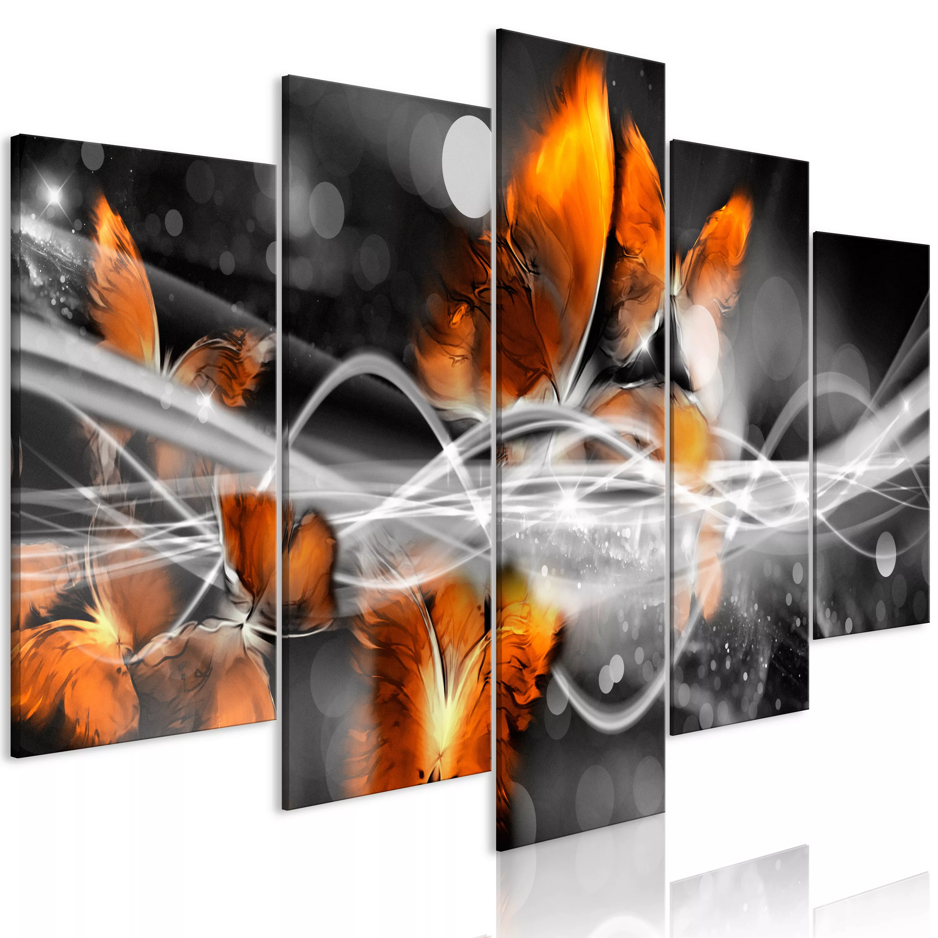 Wandbild - Swarm Of Butterflies (5 Parts) Wide Grey günstig online kaufen