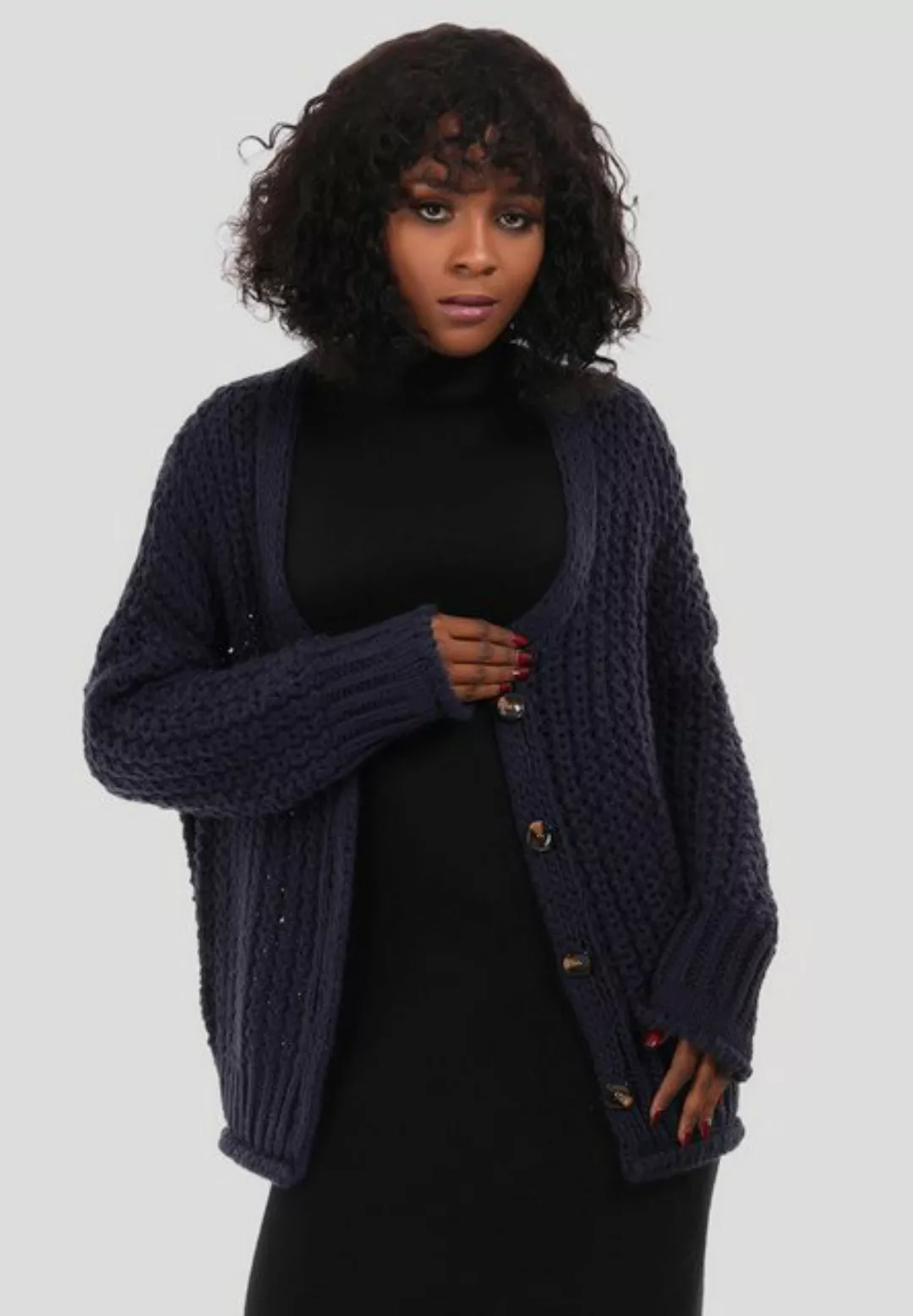 YC Fashion & Style Cardigan Lässig geschnittener Grobstrick-Cardigan Basic günstig online kaufen