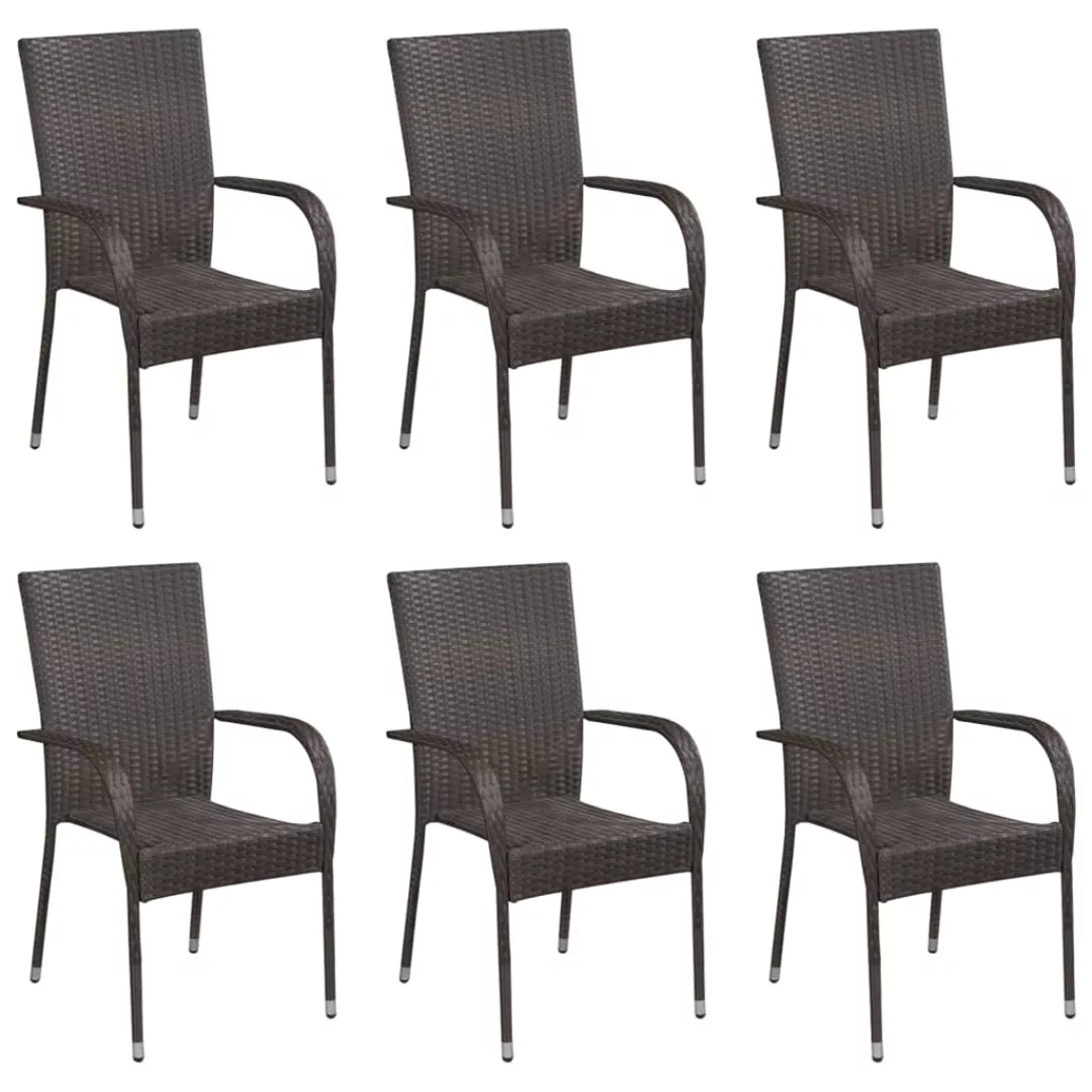 7-tlg. Garten-essgruppe Poly Rattan Braun günstig online kaufen