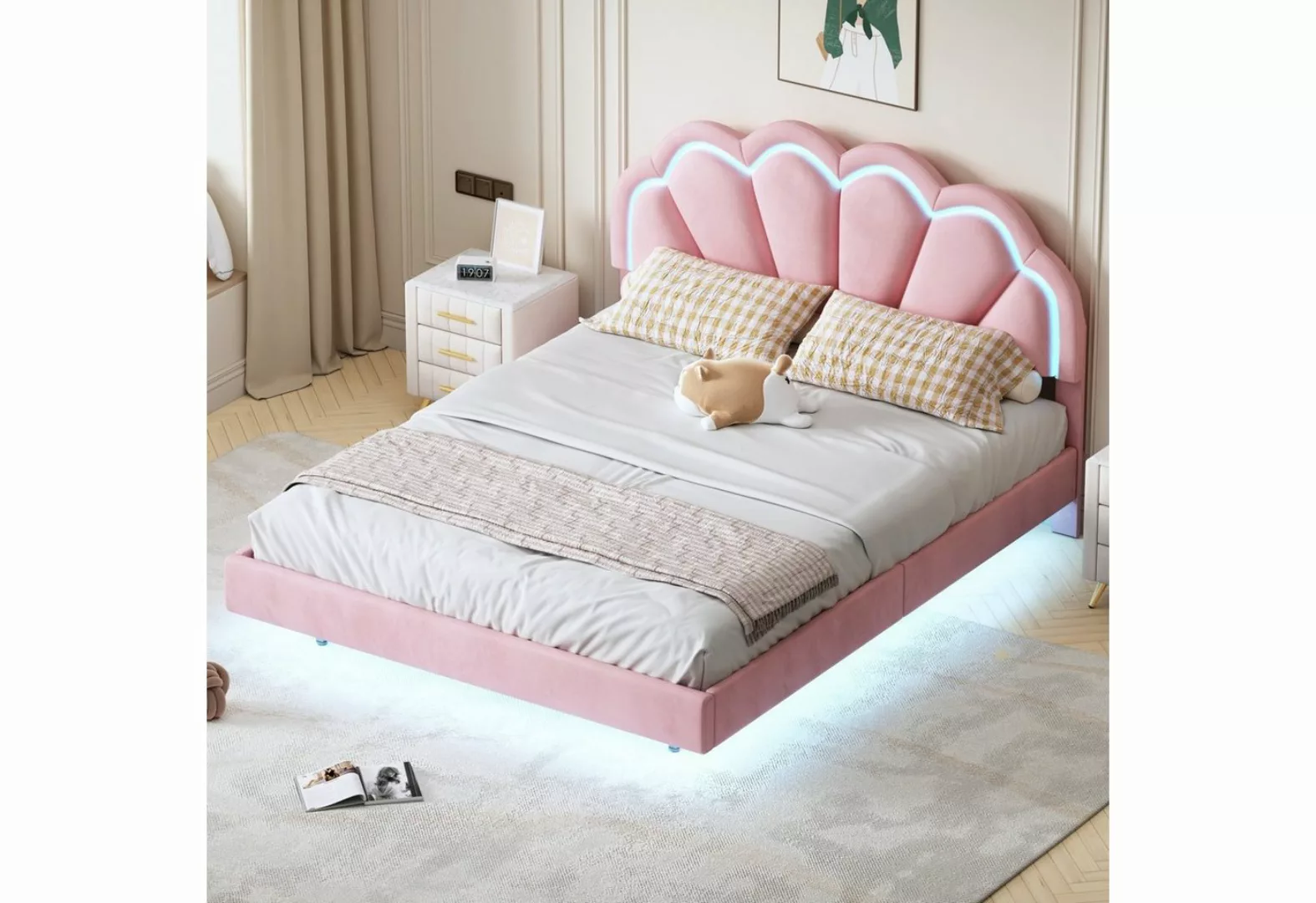 REDOM Kinderbett Doppelbett Polsterbett Gästebett Bett Funktionsbett (mit L günstig online kaufen