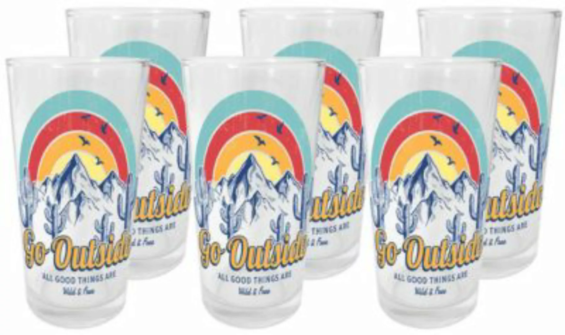 Geda Labels Trinkglas 6er Set Trinkglas Go Outside 230ml Trinkgläser bunt günstig online kaufen