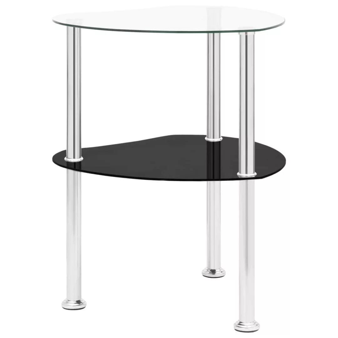 Beistelltisch 2 Ablagen Transparent Schwarz 38x38x50cm Hartglas günstig online kaufen