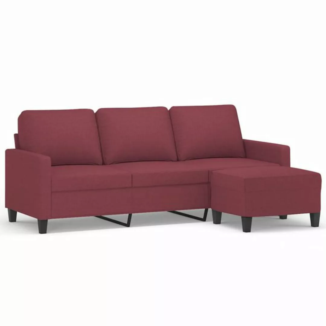 vidaXL Sofa 3-Sitzer-Sofa mit Hocker Stoff, Rot günstig online kaufen