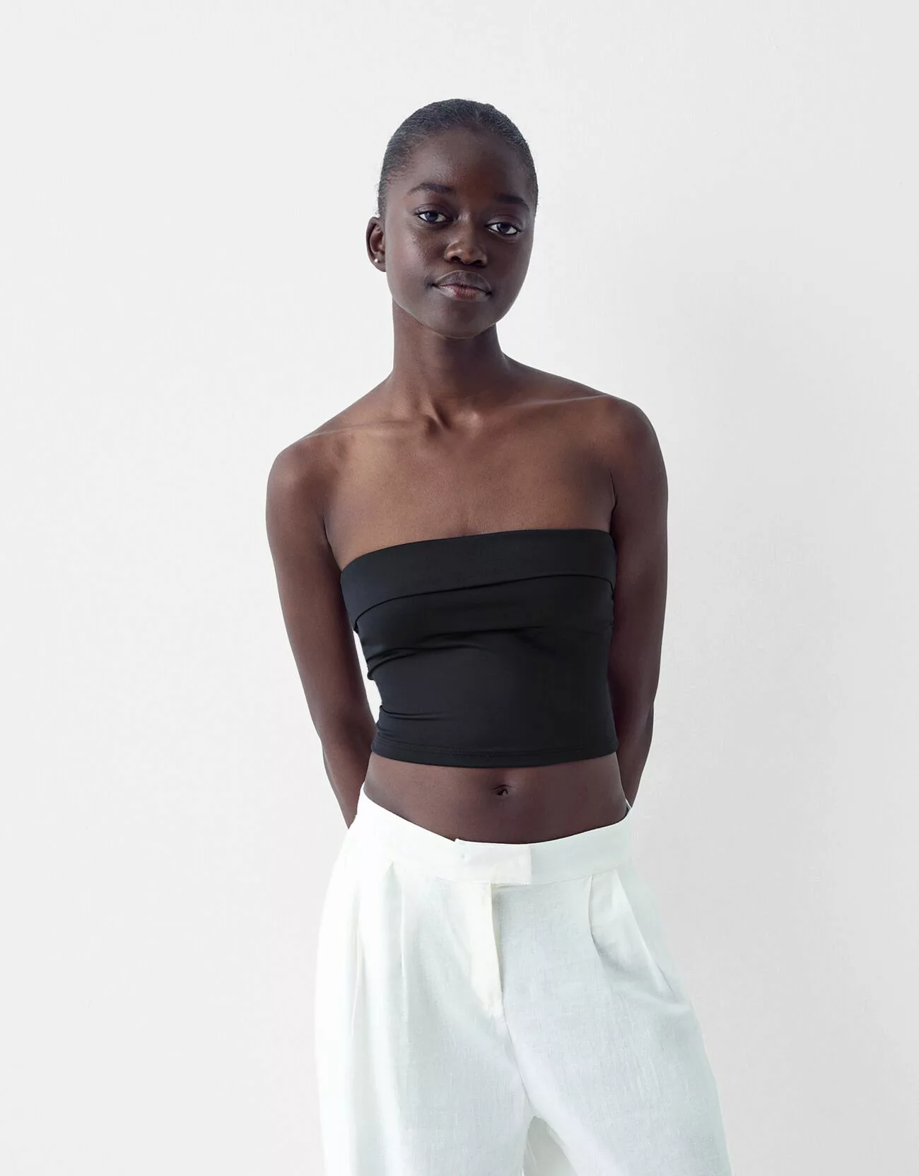 Bershka Bandeau-Top Mit Umschlag Damen S Schwarz günstig online kaufen