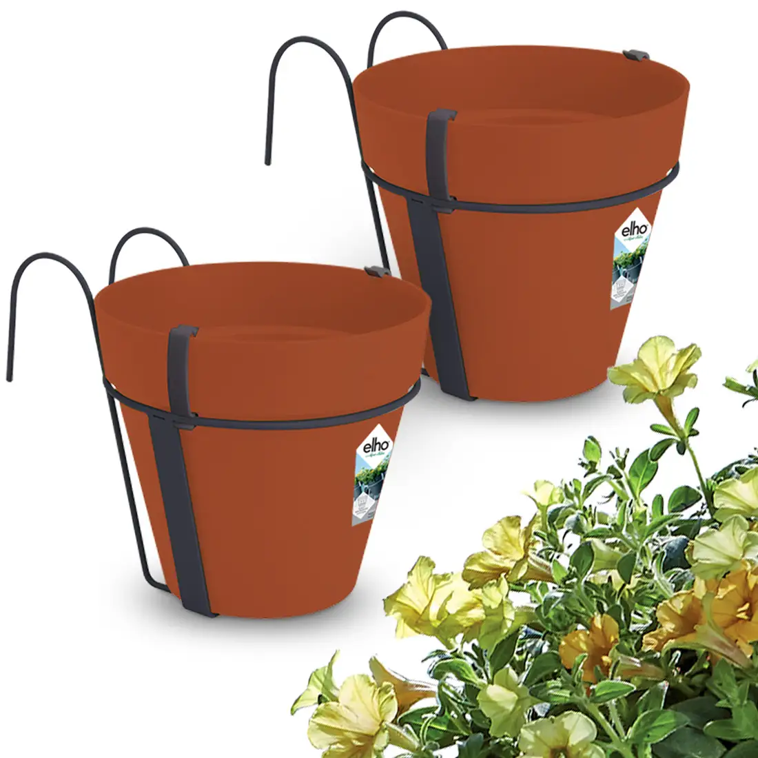 Blumentopf Terrakotta 2er-Set 20x28cm mit Halterung günstig online kaufen
