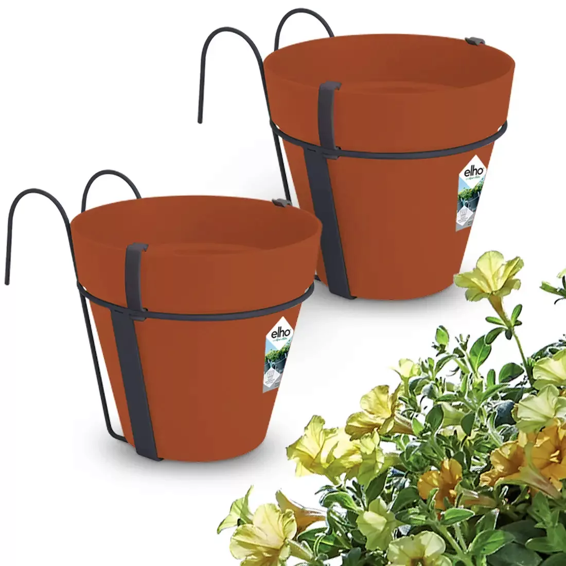 Blumentopf Terrakotta 2er-Set 20x28cm mit Halterung günstig online kaufen