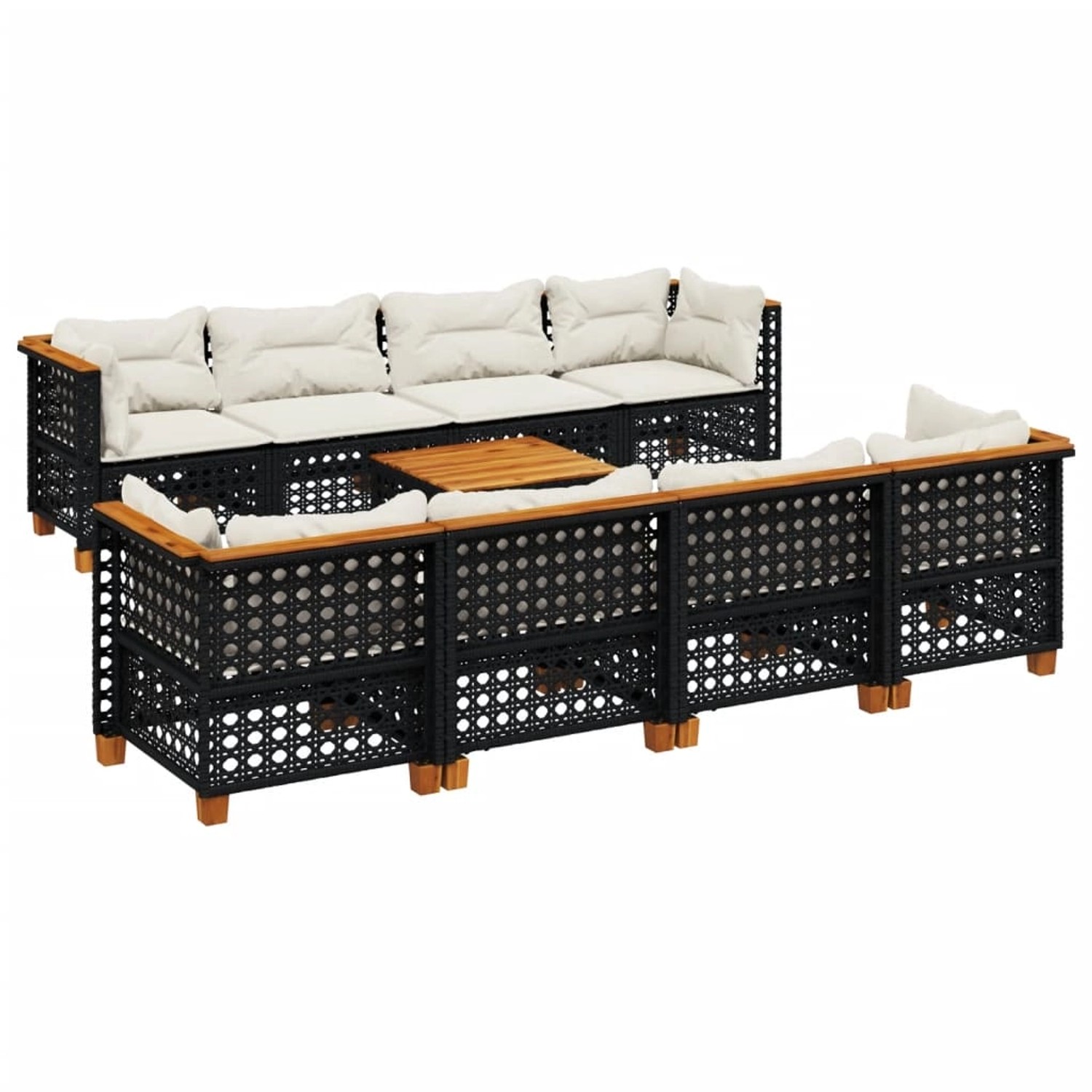 vidaXL 9-Tlg Garten-Sofagarnitur mit Kissen Schwarz Poly Rattan 3261770 günstig online kaufen