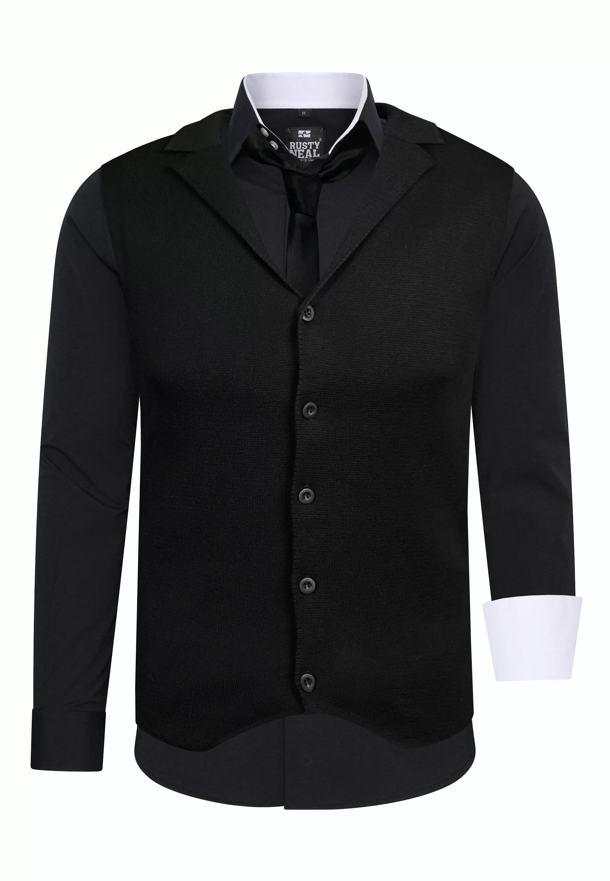 Rusty Neal Langarmhemd, bestehend aus Hemd, Weste und Krawatte günstig online kaufen