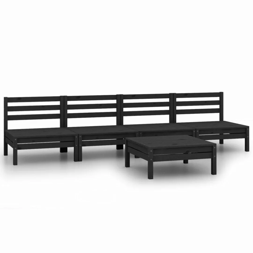 5-tlg. Garten-lounge-set Schwarz Massivholz Kiefer günstig online kaufen