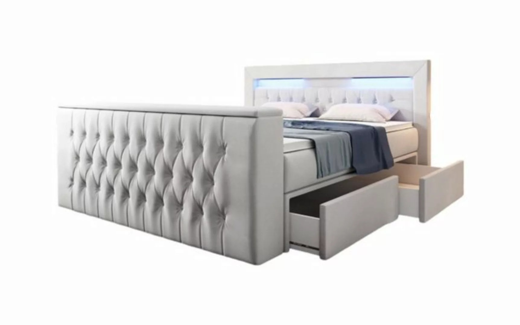 Luxusbetten24 Boxspringbett Menzogna, mit TV Lift, USB und Stauraum (2 Schu günstig online kaufen