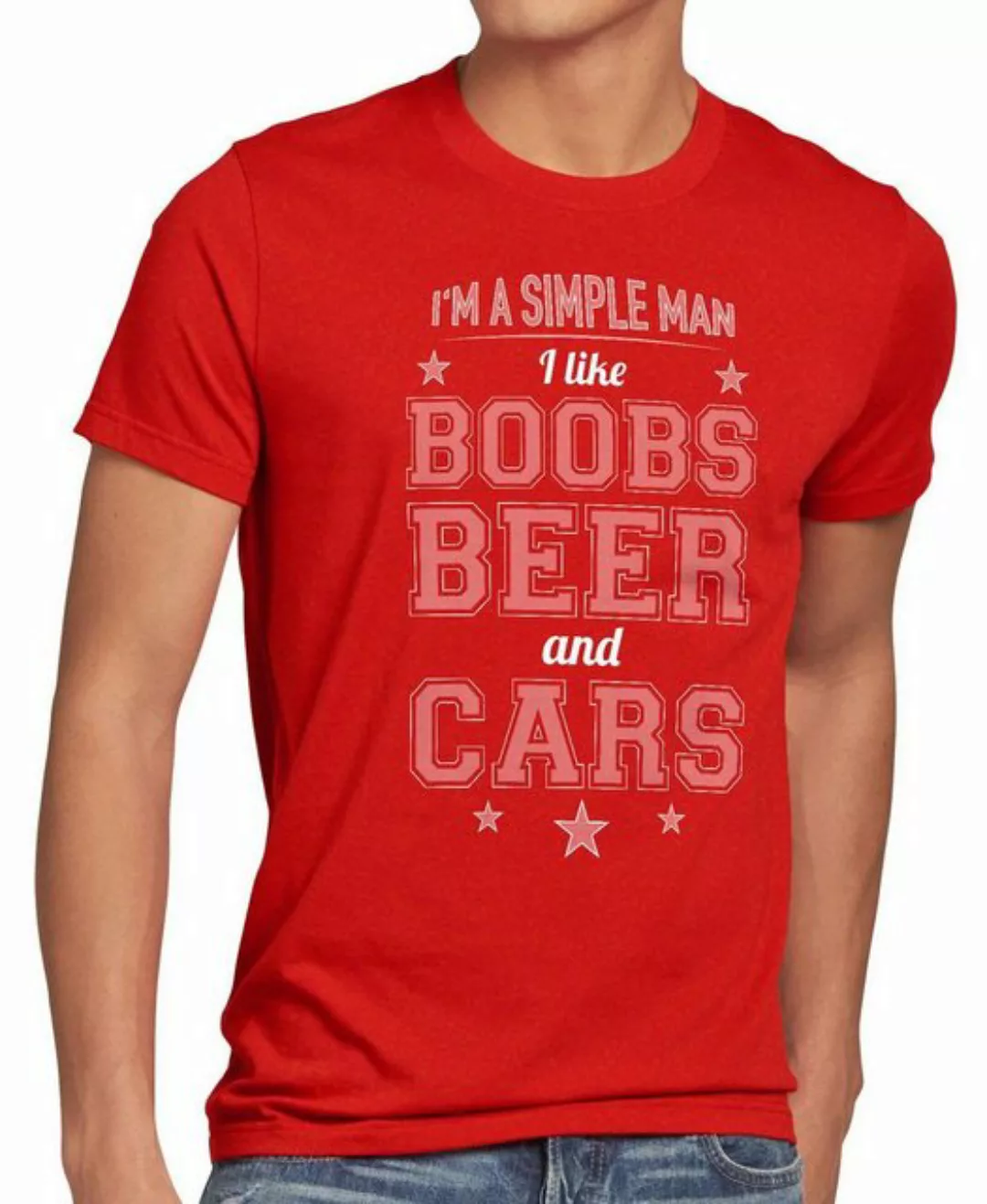 style3 Print-Shirt Herren T-Shirt Simple Man boobs beer car auto bier titte günstig online kaufen