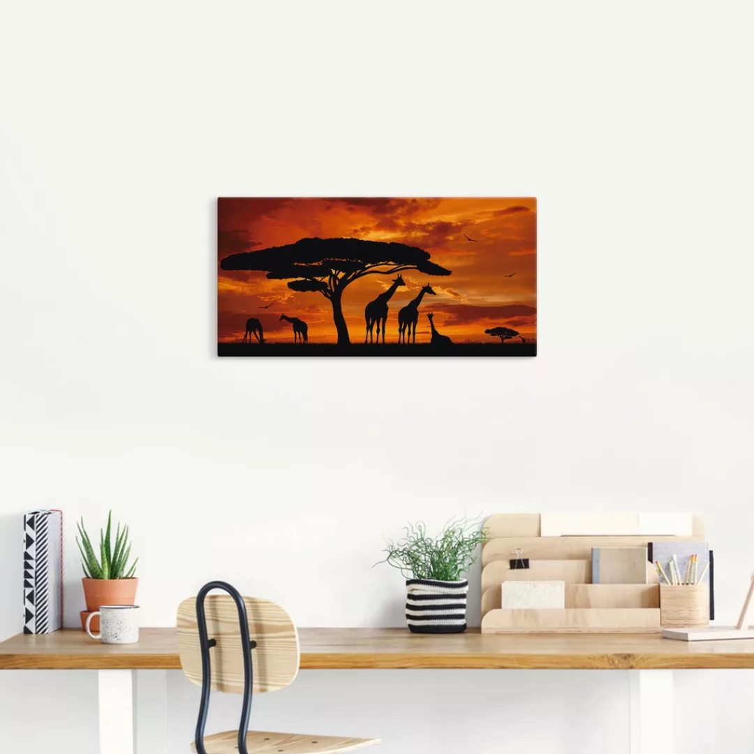 Artland Wandbild »Herde von Giraffen im Sonnenuntergang«, Wildtiere, (1 St. günstig online kaufen