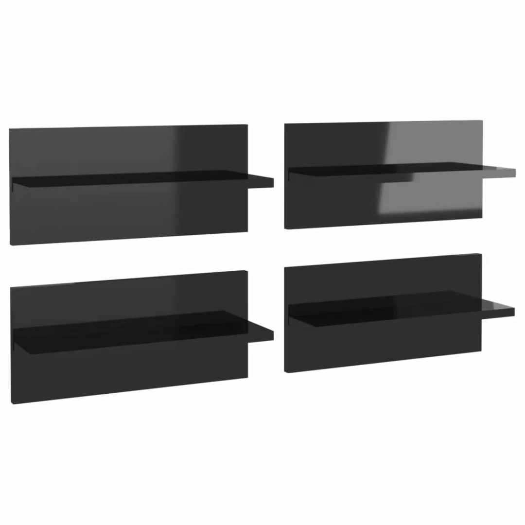 Wandregale 4 Stk. Hochglanz-schwarz 40x11,5x18 Cm günstig online kaufen