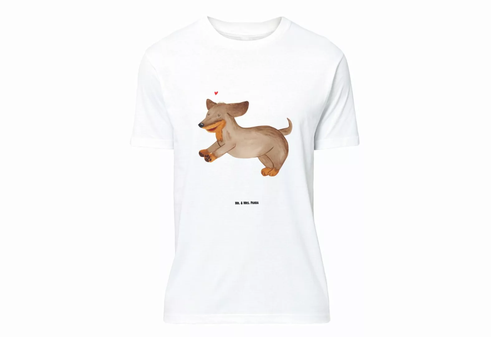 Mr. & Mrs. Panda T-Shirt Hund Dackel fröhlich - Weiß - Geschenk, Nachthemd, günstig online kaufen