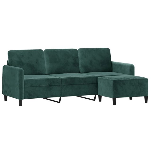 vidaXL Sofa 3-Sitzer-Sofa mit Hocker Dunkelgrün 180 cm Samt günstig online kaufen