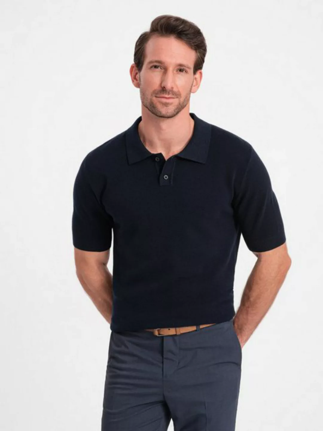 OMBRE Poloshirt Poloshirt aus Strukturstrick für Männer günstig online kaufen
